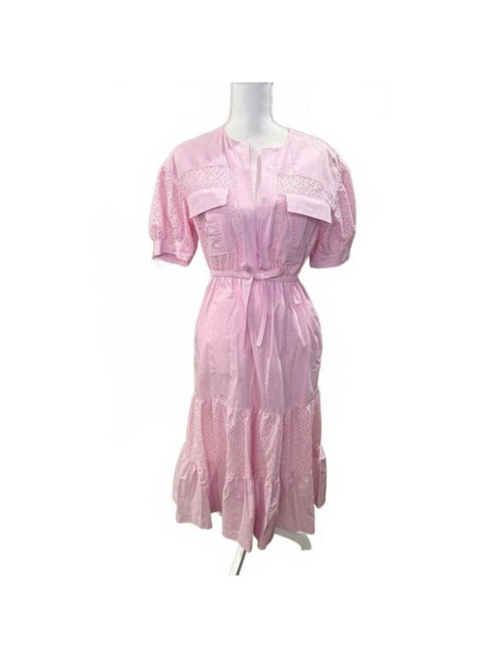 Derek Lam Pink Eyelet Midi Dress, Size 00 (fits oversized a small)